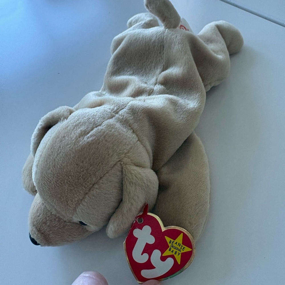 Ty Beanie Baby Plush Dog in Soft Beige-Fetch 1997